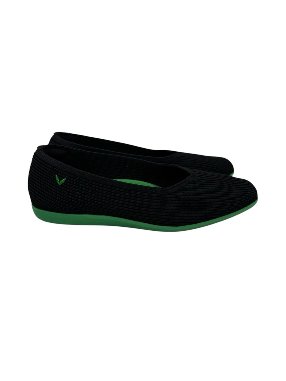 VIVAIA Margot Square-Toe Flat Women’s Sz 38 Black Green Knit Sustainable Comfort - Picture 2 of 13